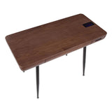 Lumisource Boom Mid-Century Modern Desk in Black Metal with a Walnut Wood Top
