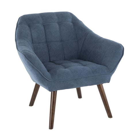 Lumisource Boulder Mid-Century Modern Accent Chair in Blue Fabric