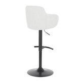 Lumisource Boyne Industrial Upholstered Bar Stool in Black Metal and Light Grey Fabric