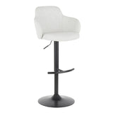 Lumisource Boyne Industrial Upholstered Bar Stool in Black Metal and Light Grey Fabric