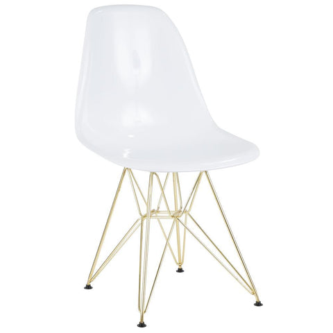 Lumisource Brady Mid-Century Modern Dining/Accent Chair in Gold and White -Set of 2