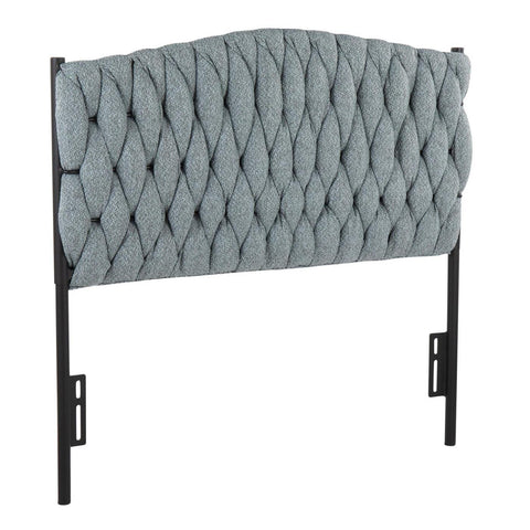 Lumisource Braided Matisse Twin Size Headboard in Black Metal and Blue Fabric