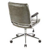 Lumisource Bureau Contemporary Office Chair with Chrome Metal and Green Faux Leather