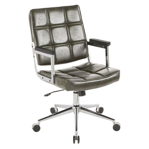 Lumisource Bureau Contemporary Office Chair with Chrome Metal and Green Faux Leather