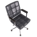 Lumisource Bureau Contemporary Office Chair with Chrome Metal and Navy Blue Faux Leather