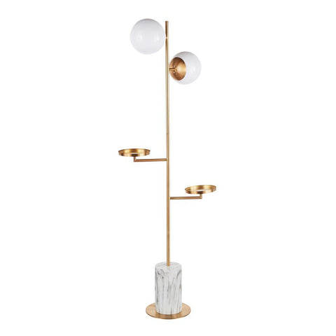 Lumisource Butler Contemporary/Glam Floor Lamp in Gold Metal with White Marble Base