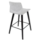 Lumisource Cabo Mid-Century Modern Counter Stool in Espresso and Light Grey Fabric - Set of 2