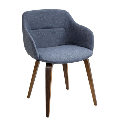 Lumisource Campania Mid-Century Modern Dining/Accent Chair in Walnut and Blue