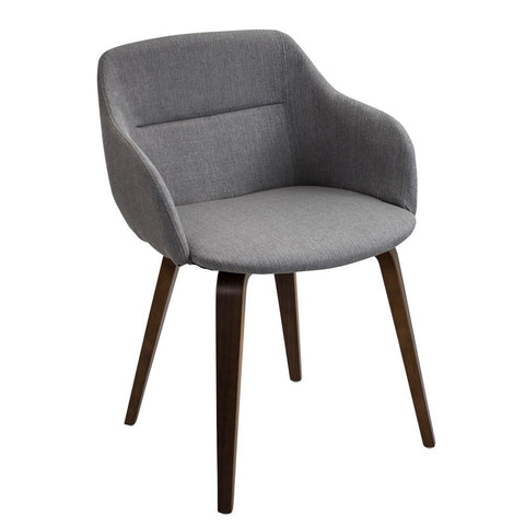Lumisource Campania Mid-Century Modern Dining/Accent Chair in Walnut and Grey