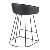 Lumisource Canary Contemporary Counter Stool in Black Metal & Black Faux Leather - Set of 2