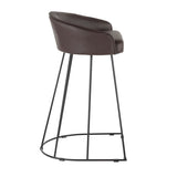Lumisource Canary Contemporary Counter Stool in Black Metal & Brown Faux Leather - Set of 2
