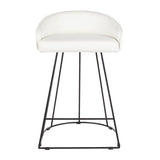 Lumisource Canary Contemporary Counter Stool in Black Metal & White Faux Leather - Set of 2