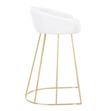 Lumisource Canary Contemporary Counter Stool in Gold with White Velvet Fabric - Set of 2