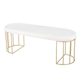 Lumisource Canary Contemporary Dining/Entryway Bench in Gold and White Velvet Fabric