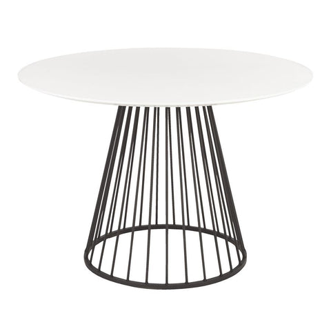 Lumisource Canary Contemporary Dining Table in Black Metal & White Wood Top