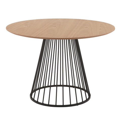 Lumisource Canary Contemporary Dining Table in Black Metal and Natural Wood Top