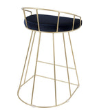 Lumisource Canary Contemporary-Glam Counter Stool in Gold with Blue Velvet - Set of 2