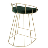 Lumisource Canary Contemporary-Glam Counter Stool in Gold with Green Velvet - Set of 2