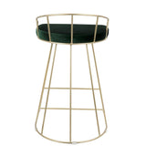 Lumisource Canary Contemporary-Glam Counter Stool in Gold with Green Velvet - Set of 2