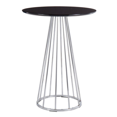 Lumisource Canary Contemporary/Glam Counter Table in Chrome and Black Wood