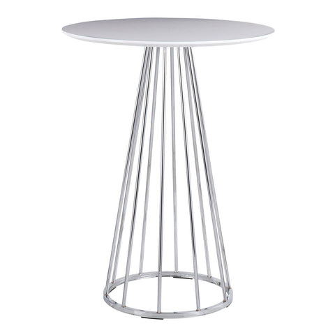Lumisource Canary Contemporary/Glam Counter Table in Chrome and White Wood