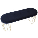 Lumisource Canary Contemporary-Glam Dining/Entryway Bench in Gold and Blue Velvet
