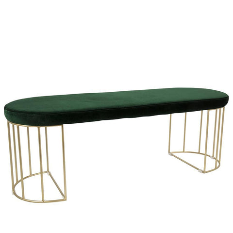 Lumisource Canary Contemporary-Glam Dining/Entryway Bench in Gold and Green Velvet