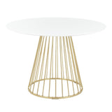 Lumisource Canary Contemporary/Glam Dining Table in Gold Metal and White Top