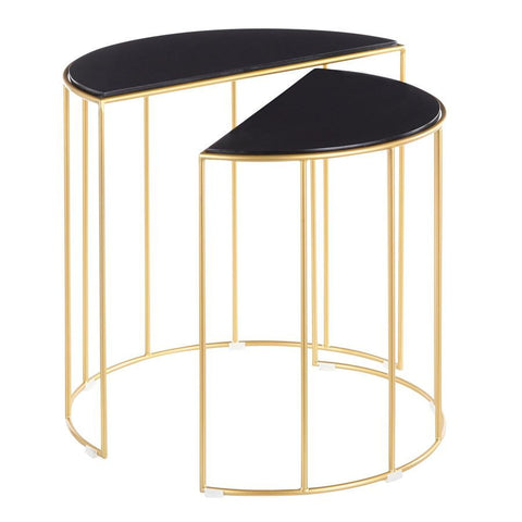 Lumisource Canary Contemporary Nesting Table in Gold w/Black Marble