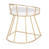 Lumisource Canary Glam/Contemporary Vanity Stool in Gold Metal & White Velvet