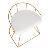 Lumisource Canary Glam/Contemporary Vanity Stool in Gold Metal & White Velvet