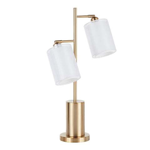 Lumisource Cannes Contemporary/Glam Table Lamp in Gold Metal With White Shades