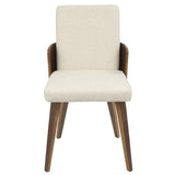 Lumisource Carmella Mid-Century Modern Dining/Accent Chair in Walnut and Cream Fabric - Set of 2