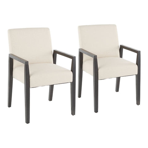 Lumisource Carmen Contemporary Arm Chair in Black Wood and Beige Fabric - Set of 2