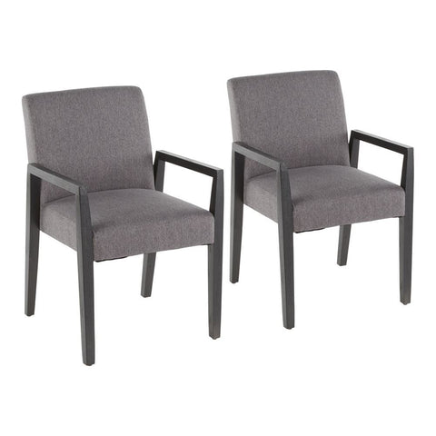 Lumisource Carmen Contemporary Arm Chair in Black Wood and Grey Fabric - Set of 2