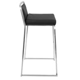 Lumisource Cascade Contemporary Stackable Barstool in Black Faux Leather - Set of 2