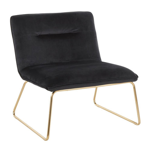 Lumisource Casper Contemporary Accent Chair in Gold Metal and Black Velvet