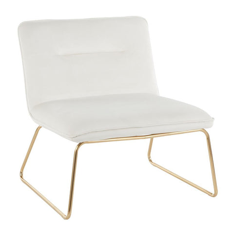 Lumisource Casper Contemporary Accent Chair in Gold Metal and Cream Velvet