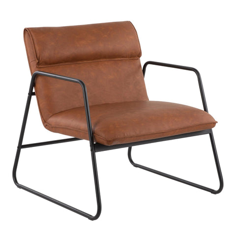 Lumisource Casper Industrial Arm Chair in Black Steel and Camel Faux Leather