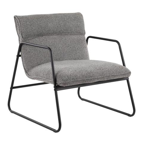 Lumisource Casper Industrial Arm Chair in Black Steel and Grey Noise Fabric