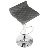 Lumisource Cavale Contemporary Adjustable Barstool in Grey Faux Leather