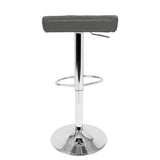 Lumisource Cavale Contemporary Adjustable Barstool in Grey Faux Leather