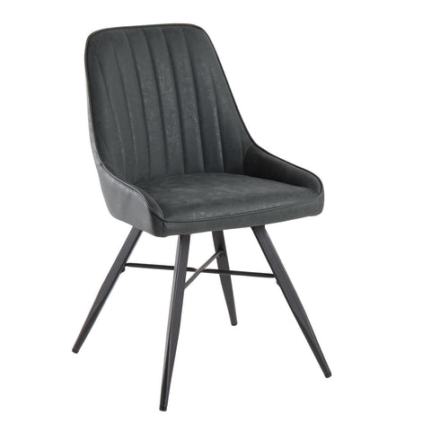 Lumisource Cavalier Contemporary Chair with Black Metal and Green Faux Leather