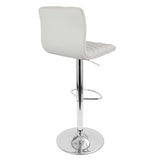 Lumisource Caviar Contemporary Adjustable Barstool with Swivel in White Faux Leather