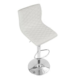 Lumisource Caviar Contemporary Adjustable Barstool with Swivel in White Faux Leather