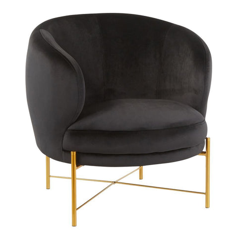 Lumisource Chloe Contemporary Accent Chair in Gold Metal and Black Velvet