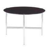 Lumisource Chloe Contemporary Coffee Table in Chrome w/Black Glass