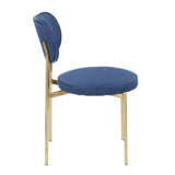Lumisource Chloe Contemporary/Glam Dining Chair in Gold Metal and Dark Blue Satin - Set of 2
