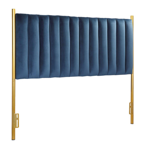 Lumisource Chloe Contemporary/Glam Headboard in Gold Metal and Blue Velvet