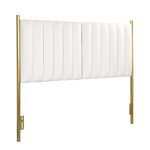 Lumisource Chloe Contemporary/Glam Headboard in Gold Metal and Cream Velvet